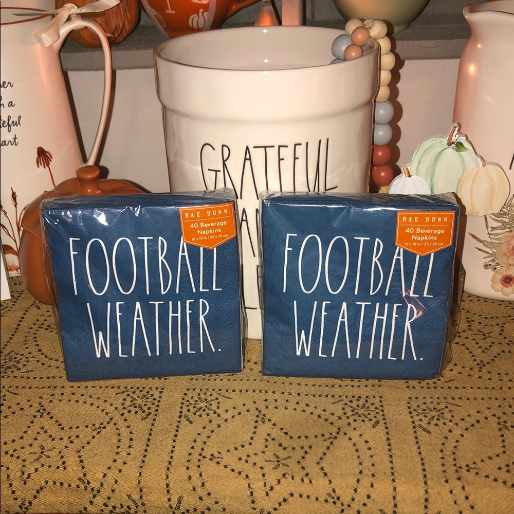 Rae Dunn FOOTBALL WEATHER 40 Beverage Napkins X2 Packs (10” x 10”)